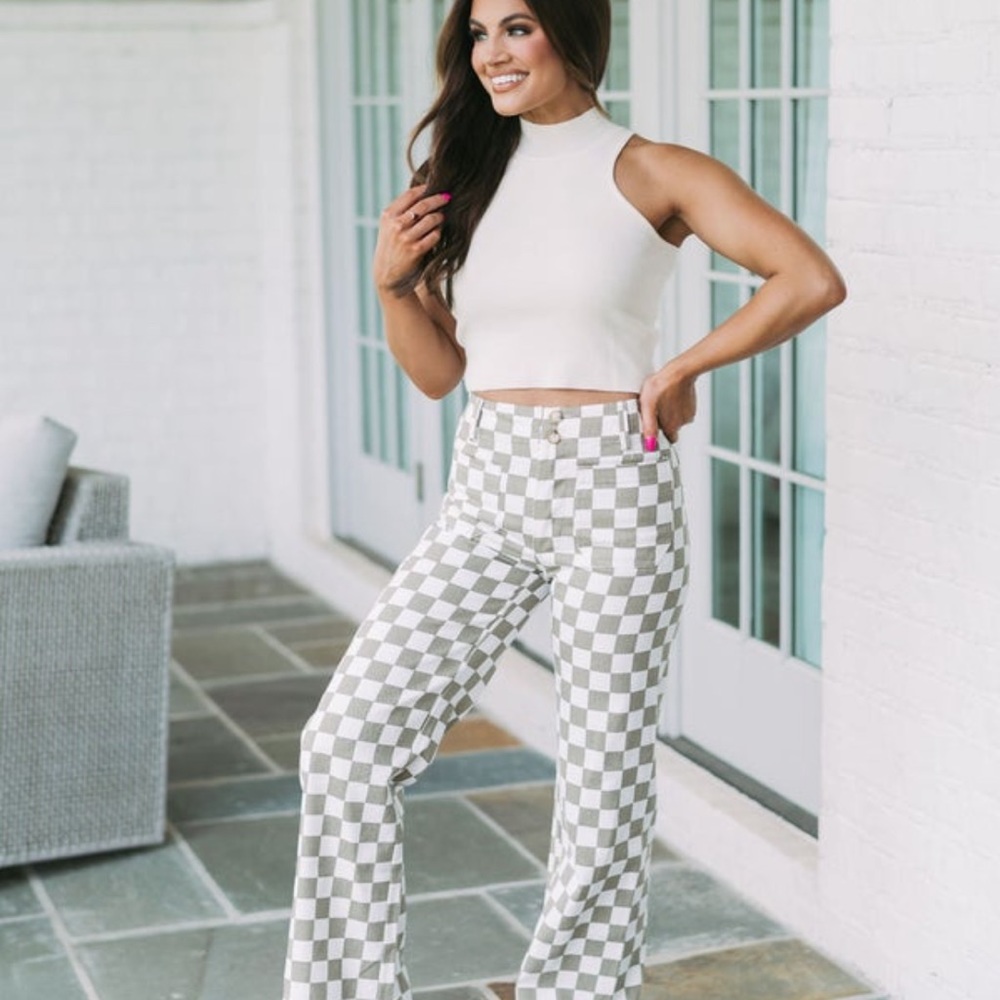 Checkered print pants